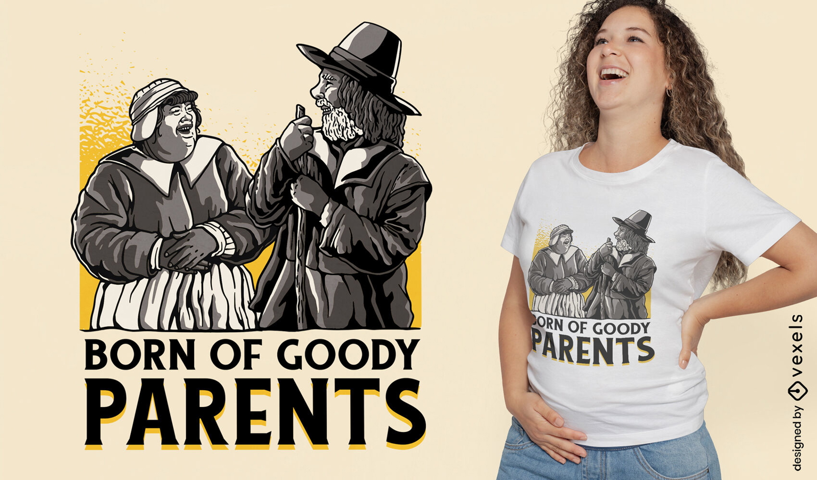 Pilgrim man and woman t-shirt design