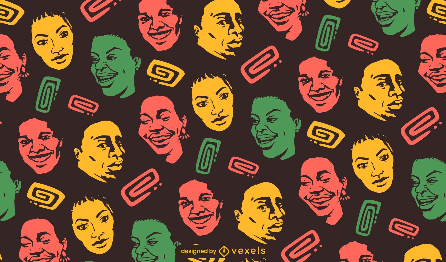 Black People Pattern Design Vector Download