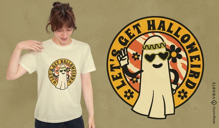 Geister-Halloween-T-Shirt-Design der 60er Jahre