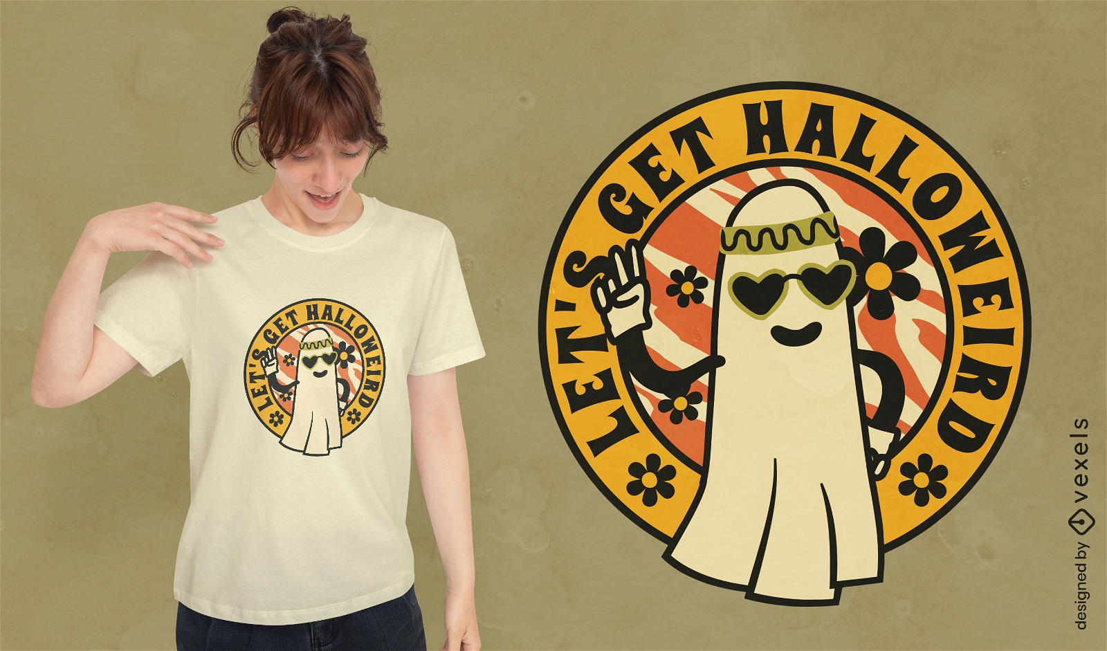 60s ghost halloween t-shirt design