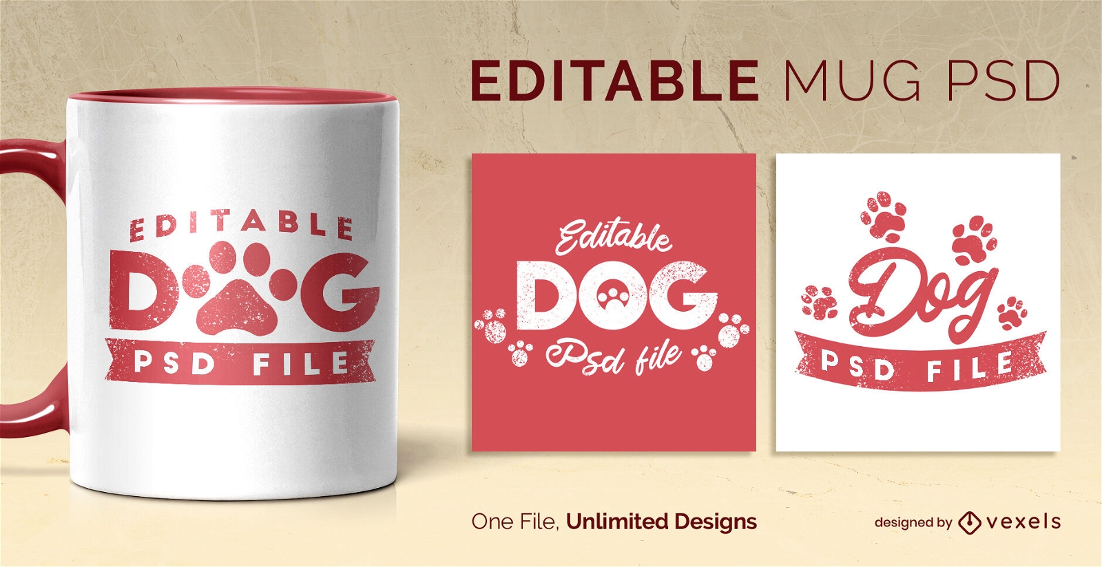 Dog animal paws scalable mug template