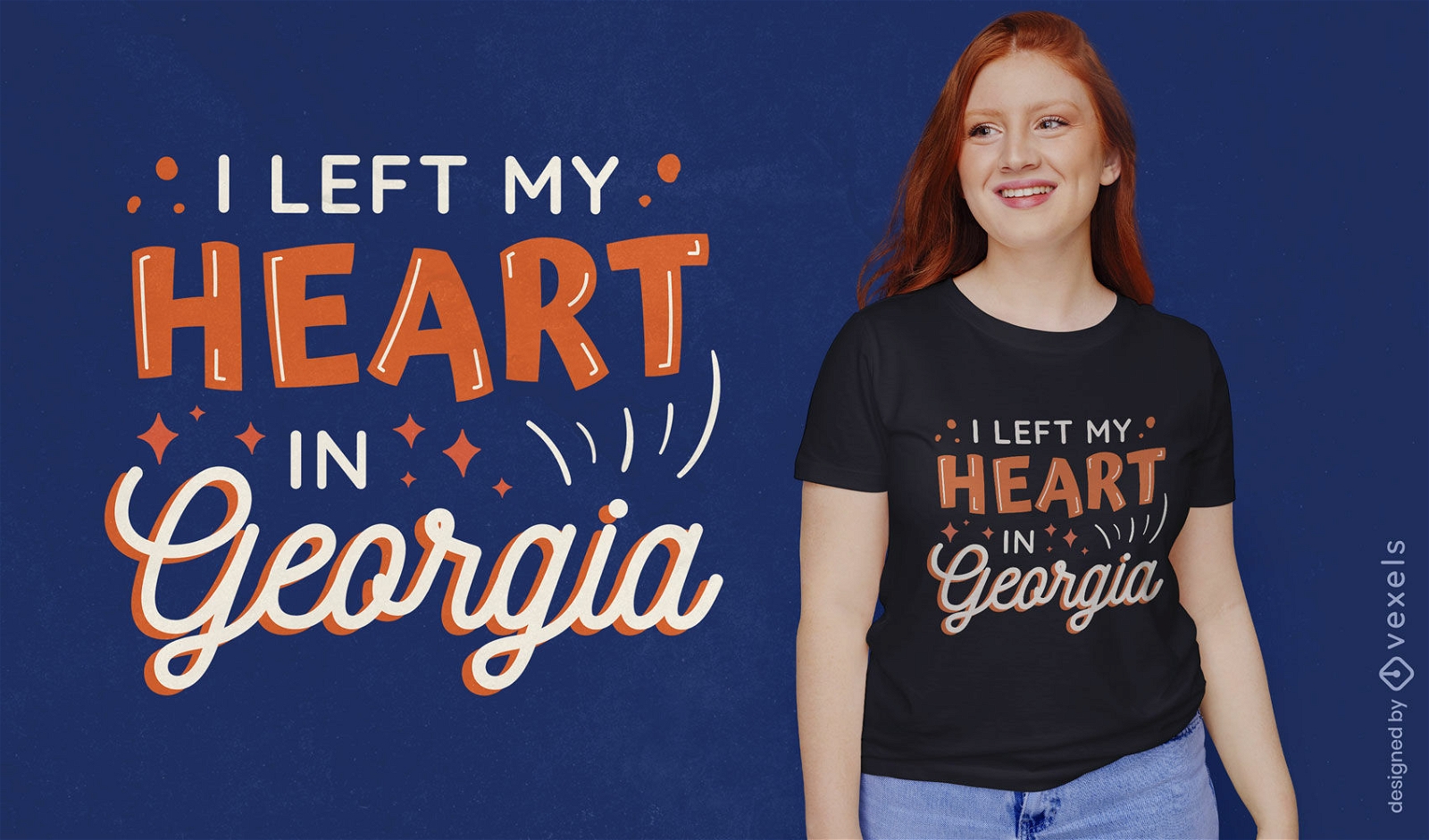 Deixei meu coração no design da camiseta da Geórgia