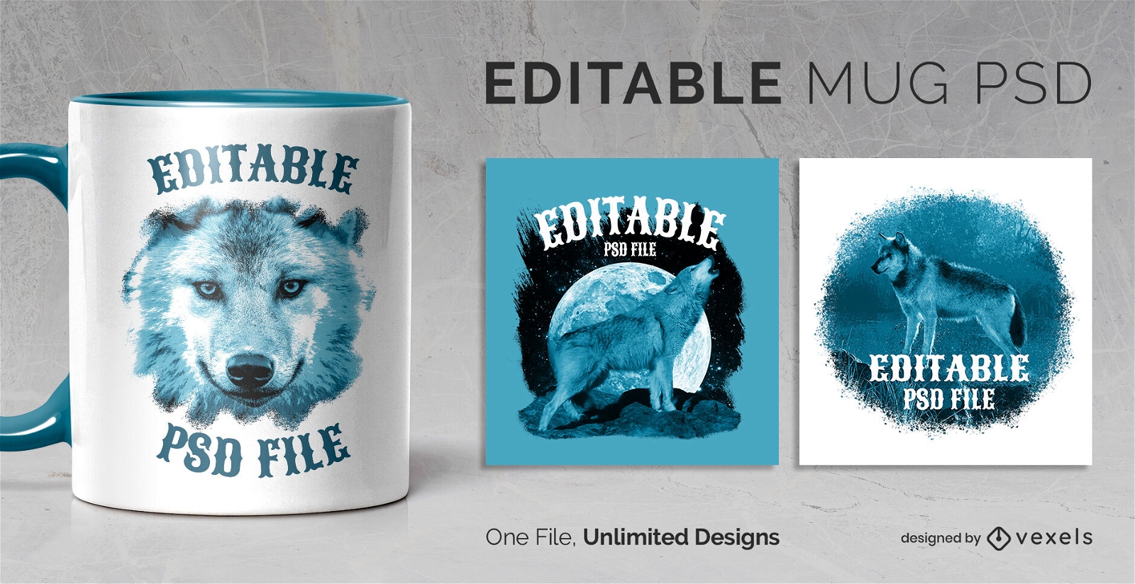 Wolf animal mug design template scalable