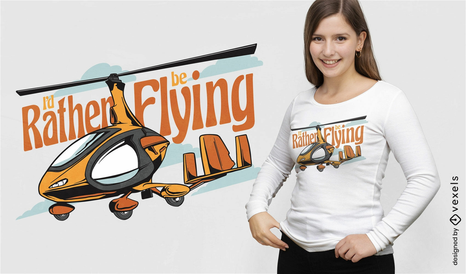 Gyrocopter flying machine t-shirt design