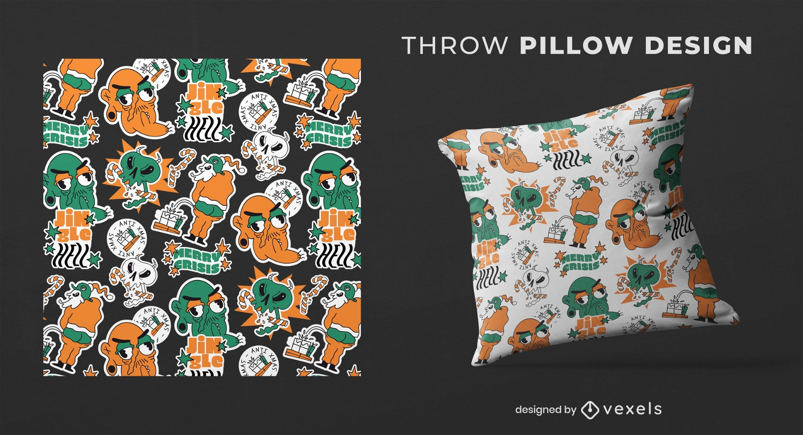Christmas hater throw pillow design
