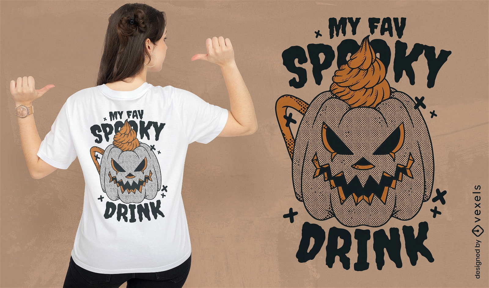 Design de t-shirt de bebida de especiarias de bombeamento assustador