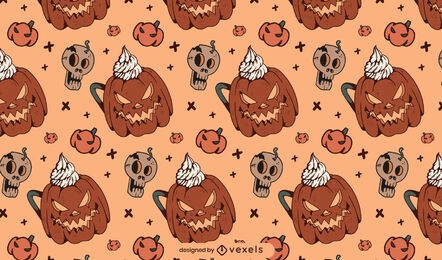 Pumpkin spice drink halloween pattern design