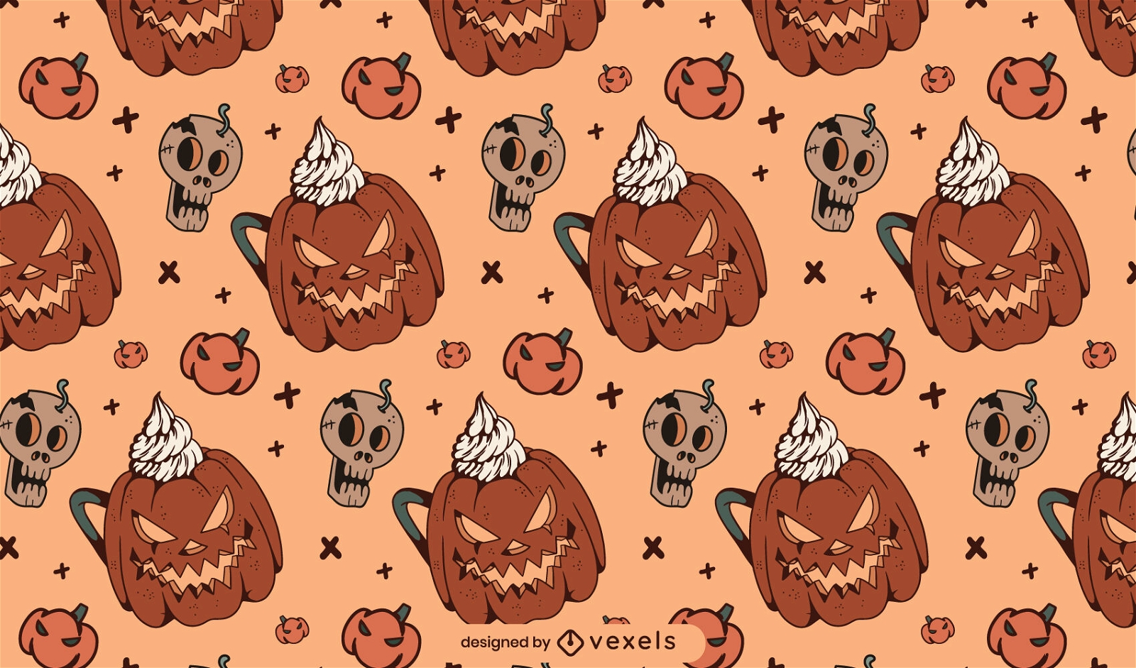 Pumpkin spice drink halloween pattern design
