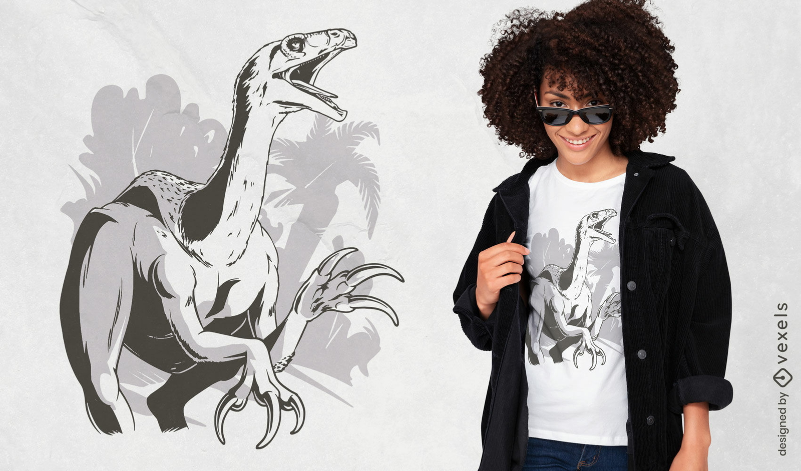 Diseño de camiseta de dinosaurio Therizinosaurus