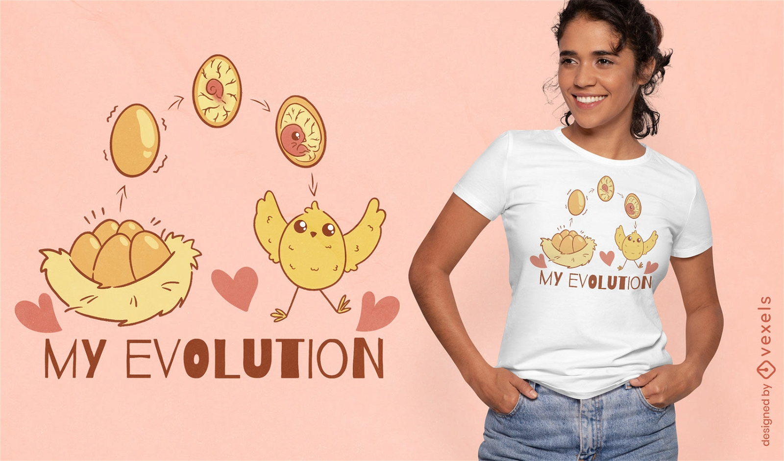 Design de t-shirt Chick Evolution