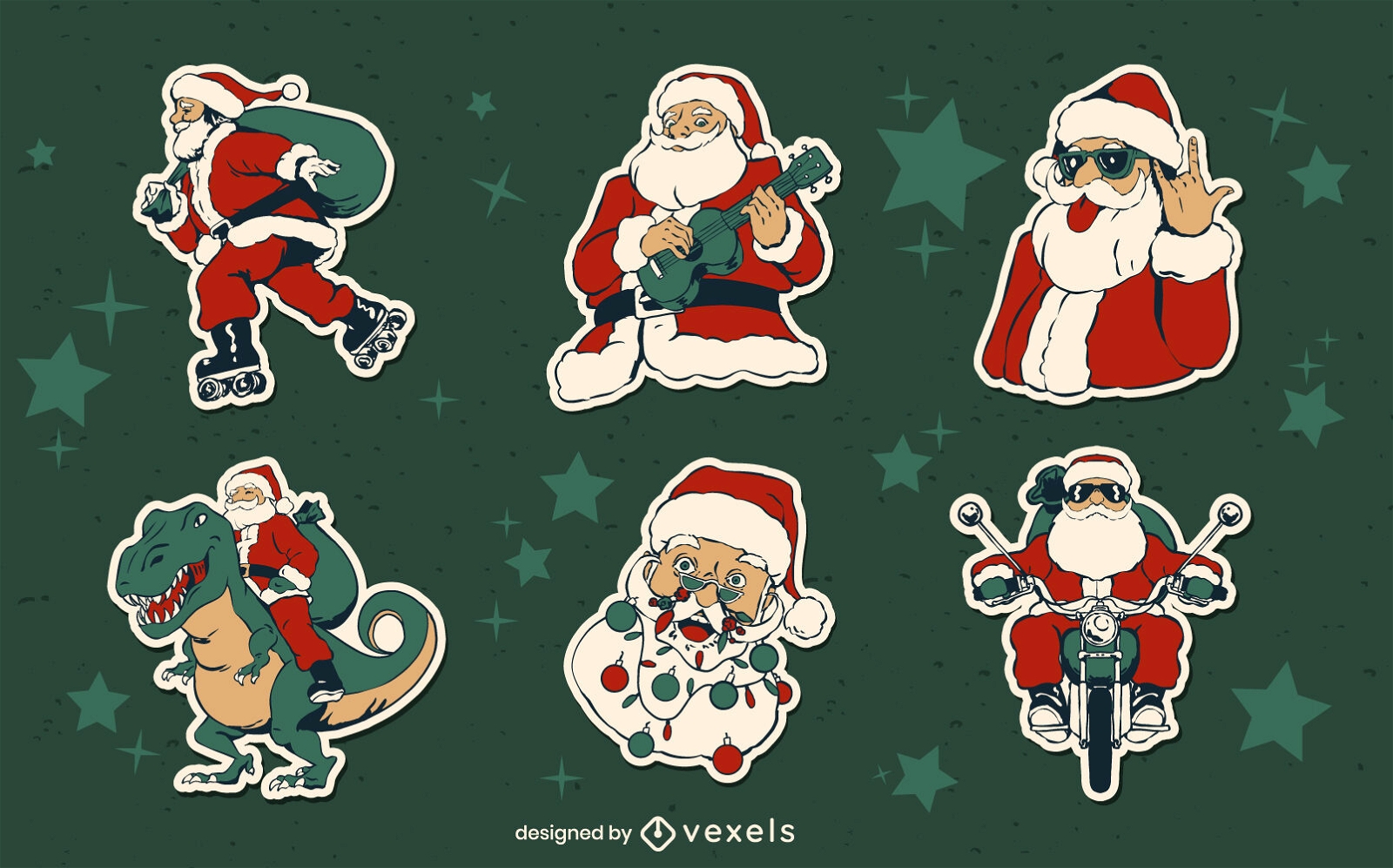 Fun Santa Claus stickers set