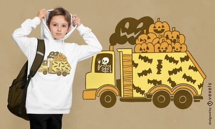 Caminhão de Halloween com design de camiseta jack o lanternas