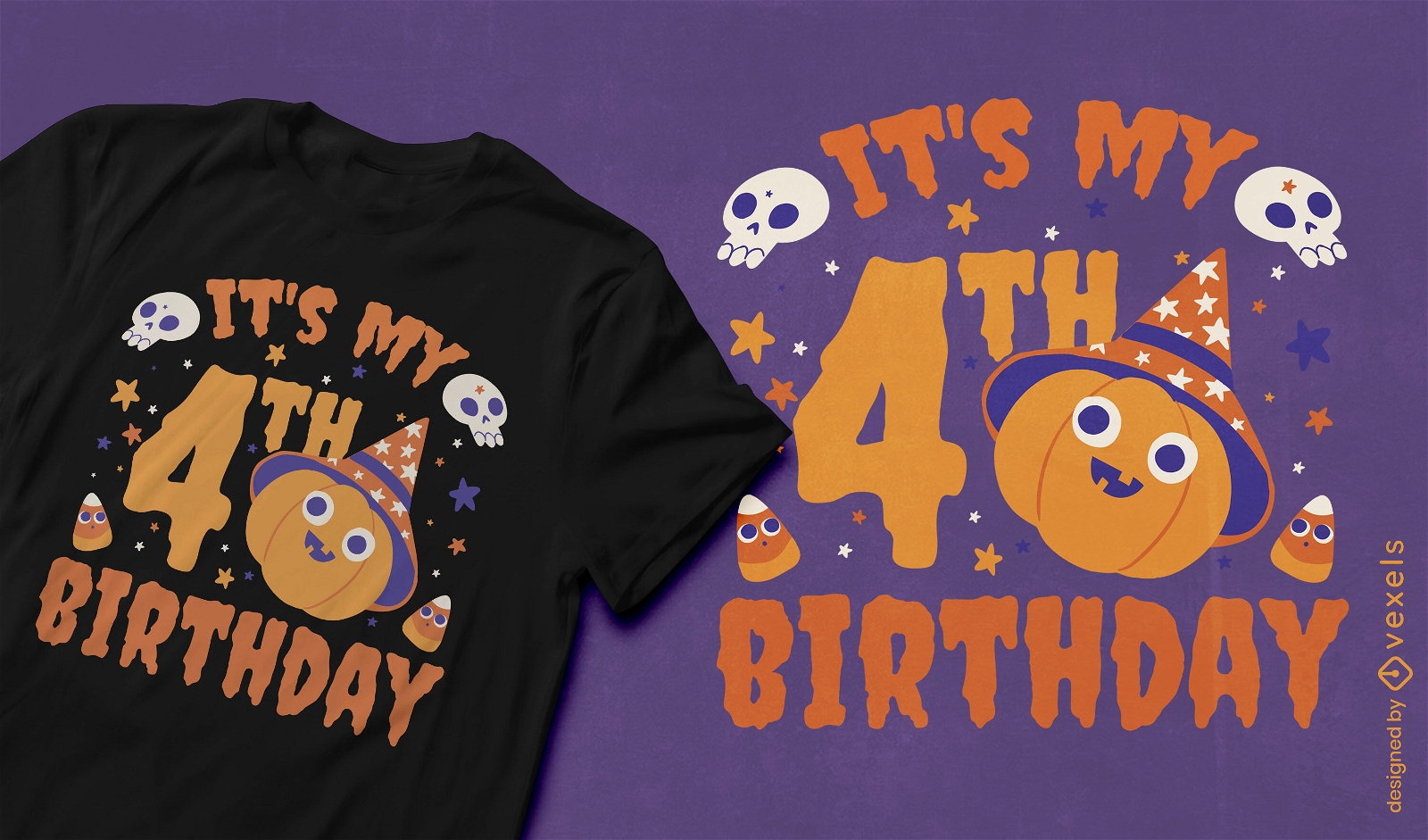 design de camiseta de halloween de 4º aniversário