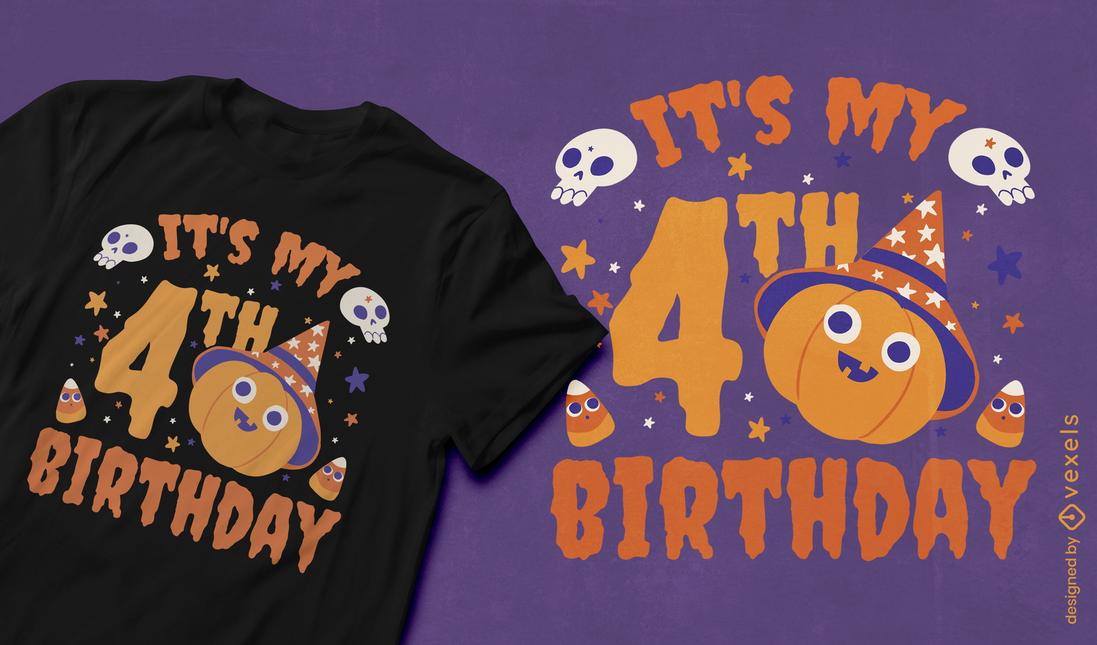 design de camiseta de halloween de 4º aniversário