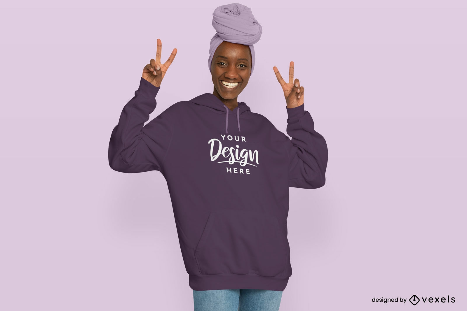 Happy african american girl in hoodie mockup
