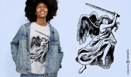 Angel woman with sword t-shirt design