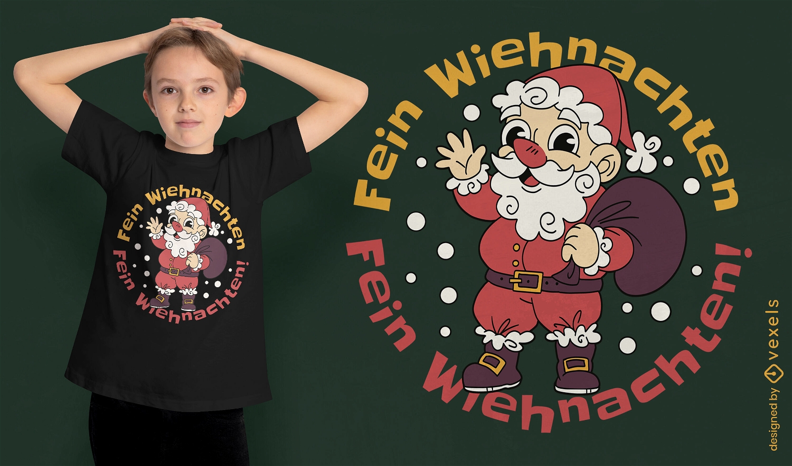 Weihnachtsmann-Cartoon-T-Shirt-Design