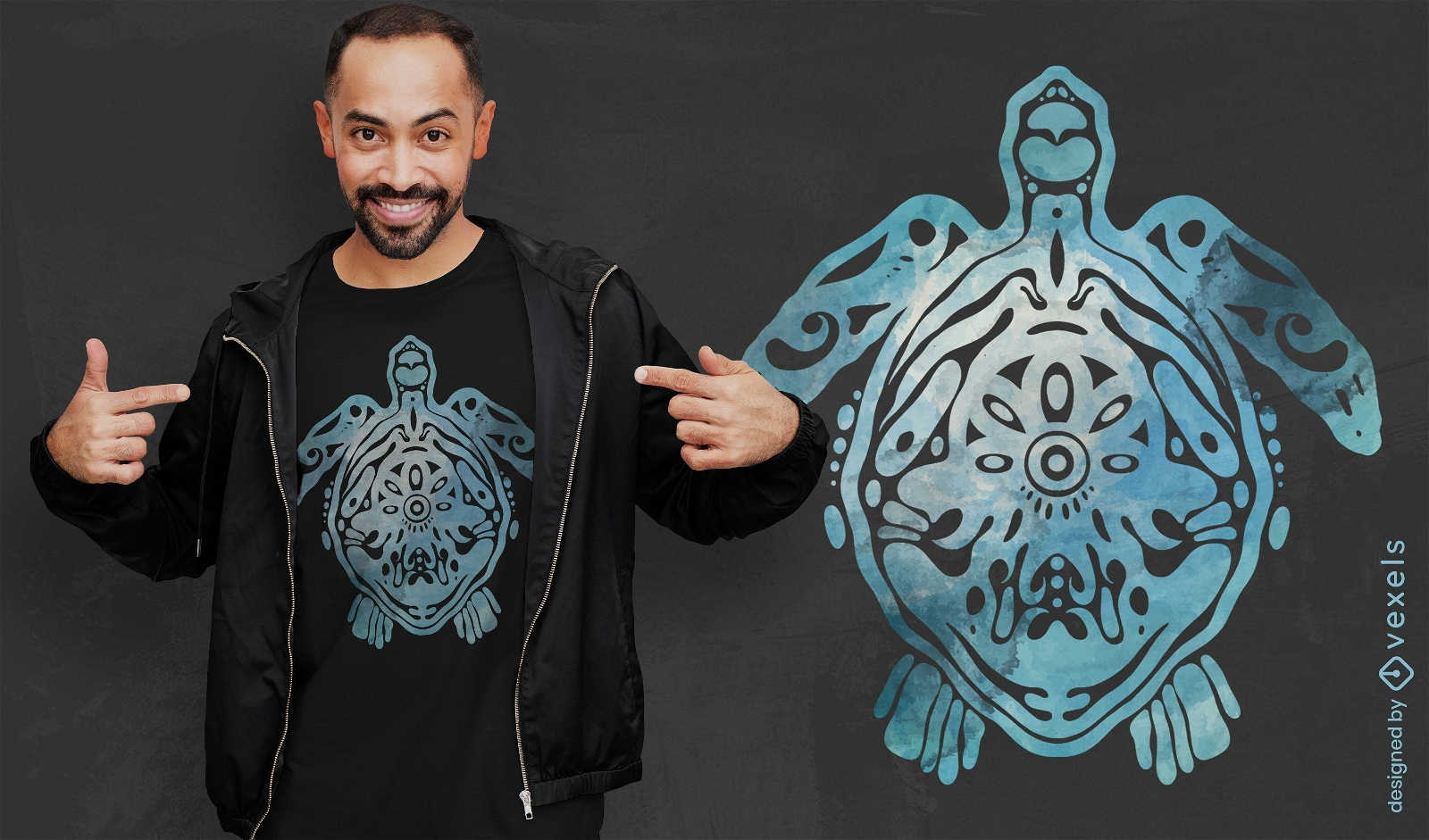 T-Shirt-Design mit ausgeschnittenem Schildkrötentier