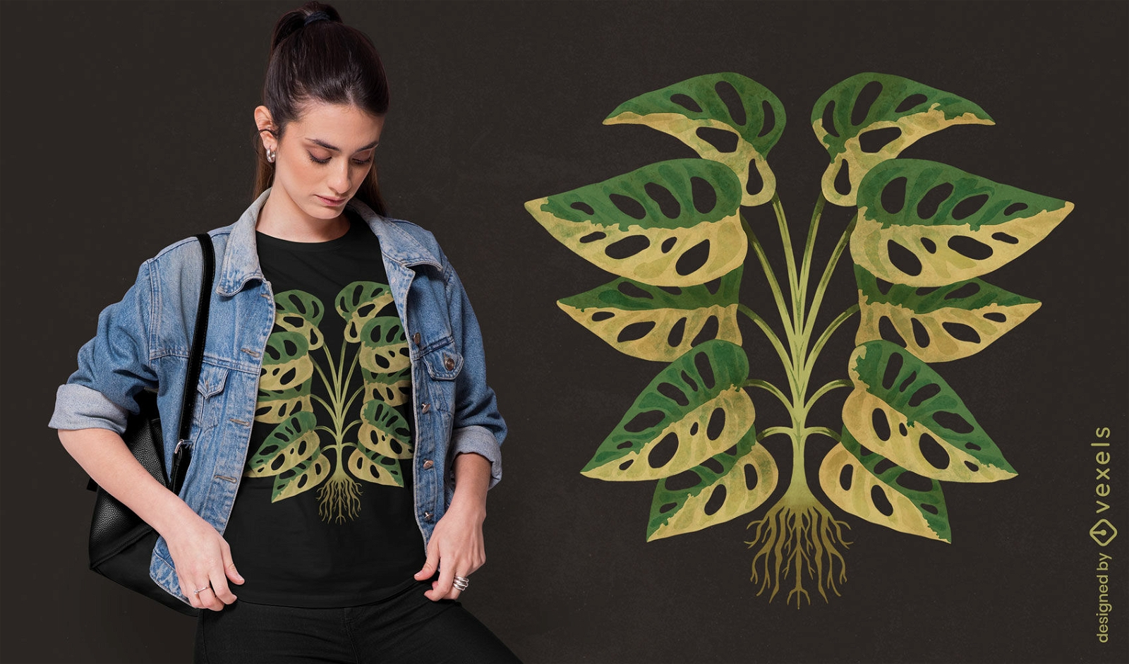 Diseño de camiseta de planta monstera.