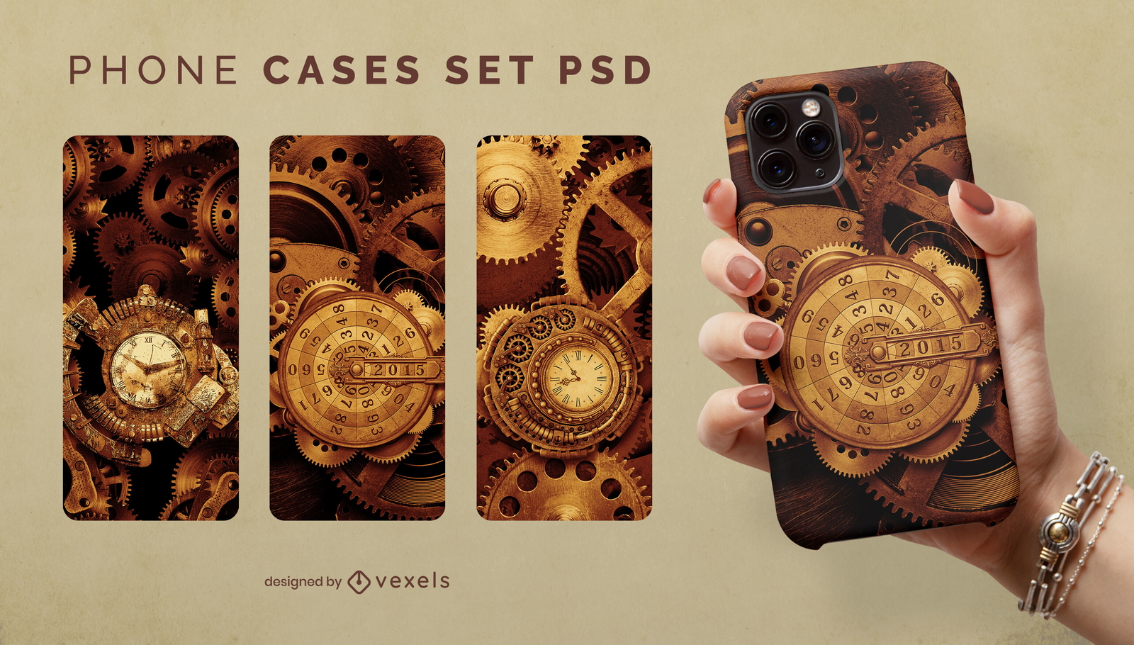 Juego de fundas para teléfono con engranajes Steampunk