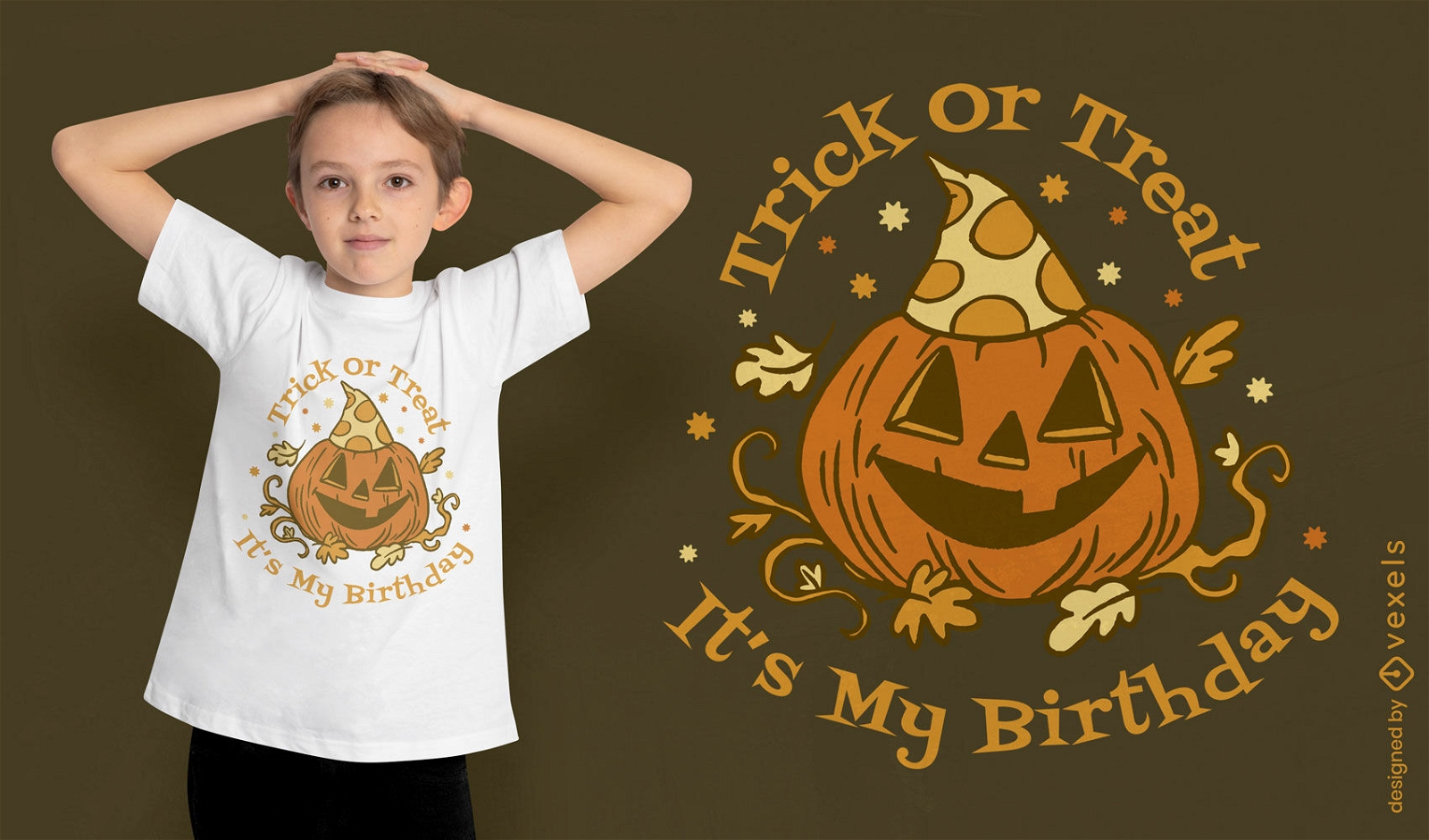 Doces ou travessuras design de t-shirt de aniversário de Halloween