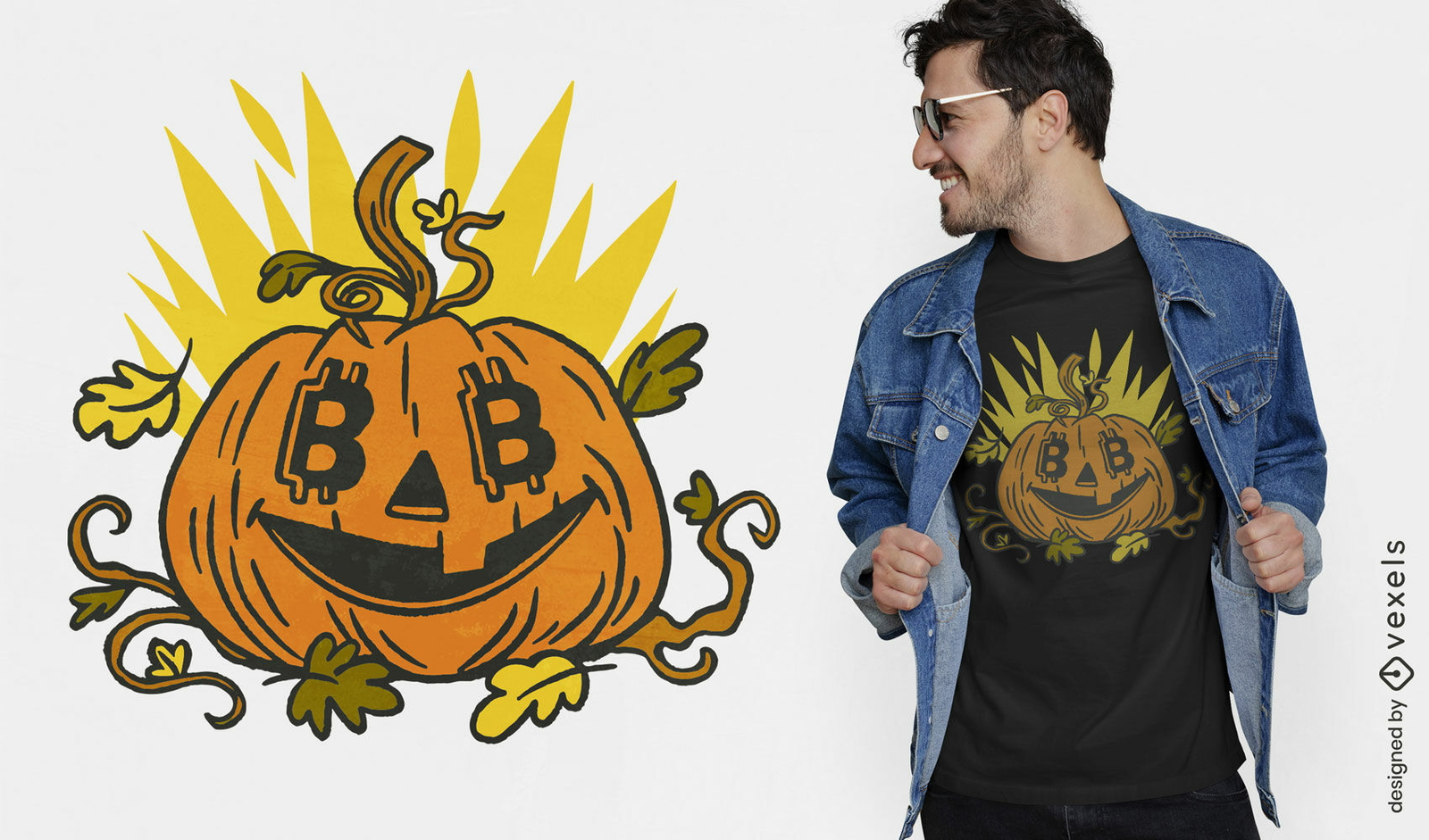 Design de camiseta de Halloween de abóbora criptográfica