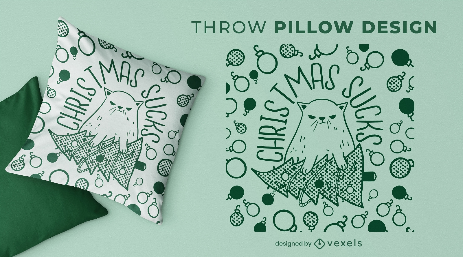 Cat Christmas sucks throw pillow design