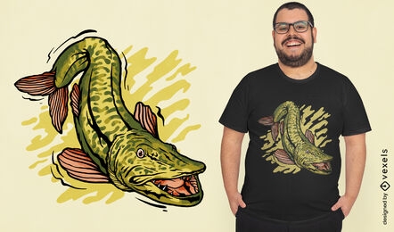 Diseño de camiseta de animal de pez Muskellunge