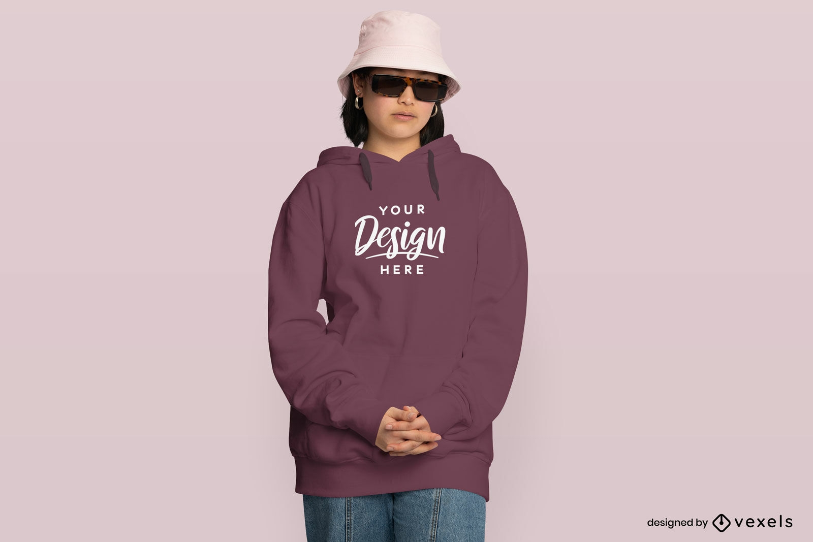Woman with short hair and hoodie mockup