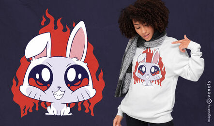 Rabbit animal cartoon fire t-shirt design
