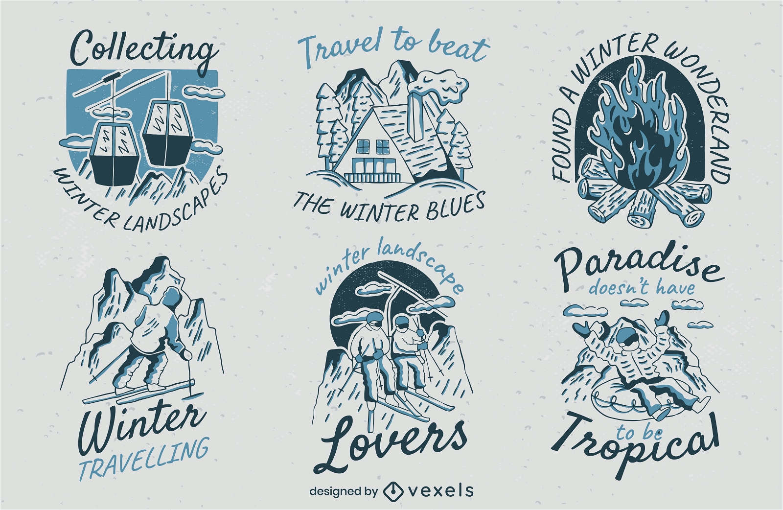 Conjunto de emblemas de viagem de inverno