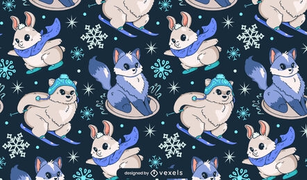 Winter-Tierfiguren-Musterdesign
