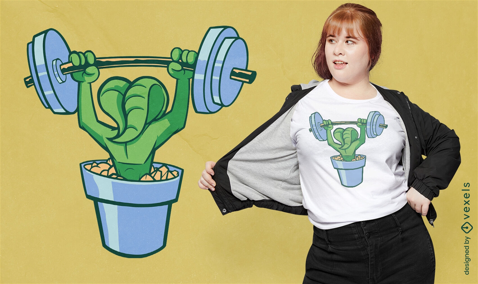 Potted plant weightlifting t-shirt design