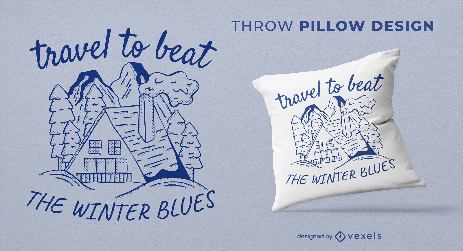 Travel to beat winter blues throw pillow design