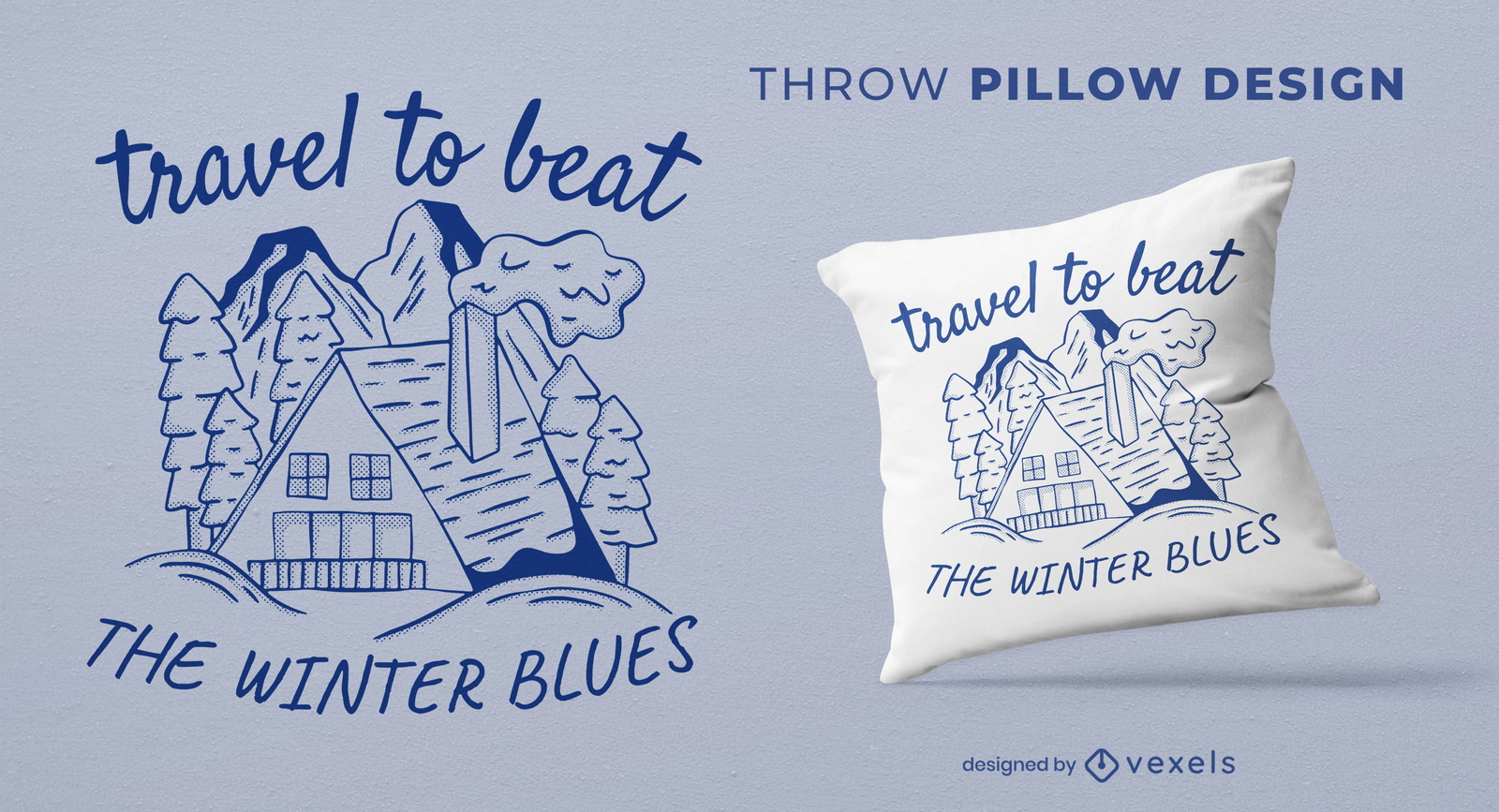 Viaja para vencer el diseño de la almohada de tiro de blues de invierno