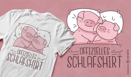 Pig animals sleeping on a bed t-shirt design