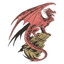 Marvelous dragon perched upon a rock PNG Design