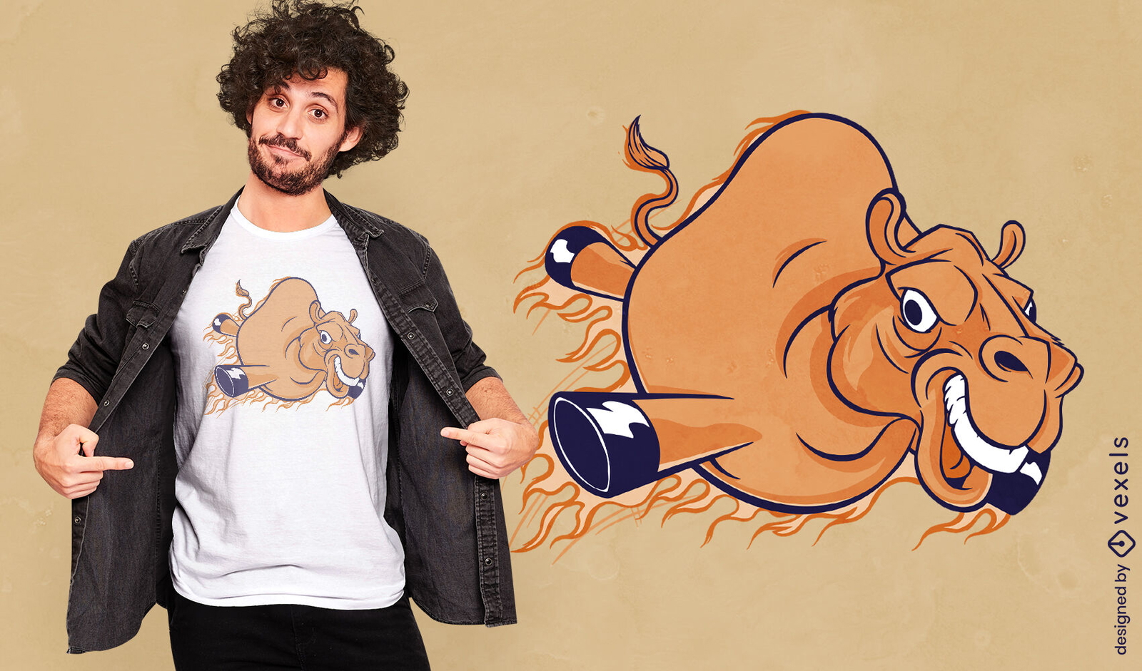 Diseño de camiseta de dibujos animados de animales camellos