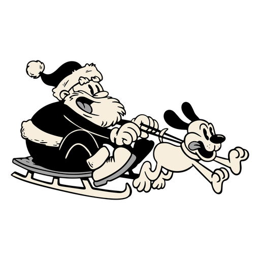 Santa's sleigh pulled by a dog PNG Design