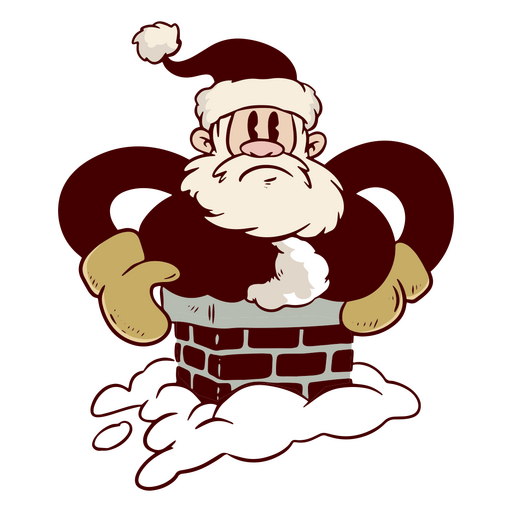 Santa descending down a chimney PNG Design
