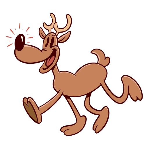 Joyful Christmas reindeer cartoon PNG Design