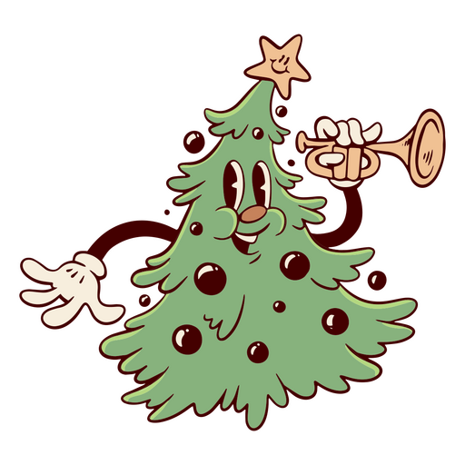 Smiling Christmas tree cartoon PNG Design