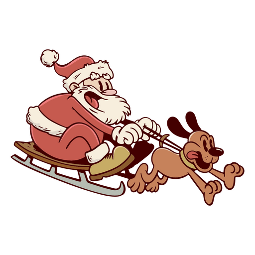 Santa's sleigh drawn by a dog PNG Design