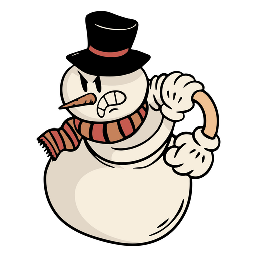 Angry snowman ready to fight PNG Design