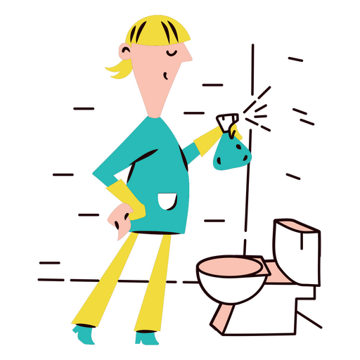 Man scrubbing the bathroom wall PNG Design