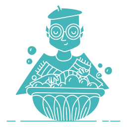 Man washing his clothes in a bucket PNG Design