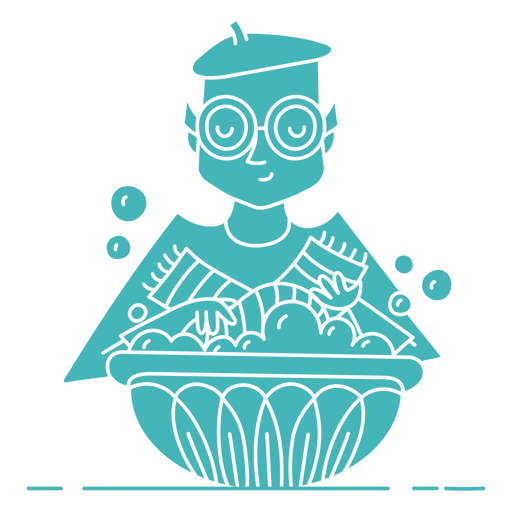 Man washing his clothes in a bucket PNG Design