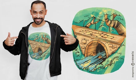 Arched stone bridge t-shirt design