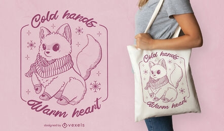 Warm heart tote bag design