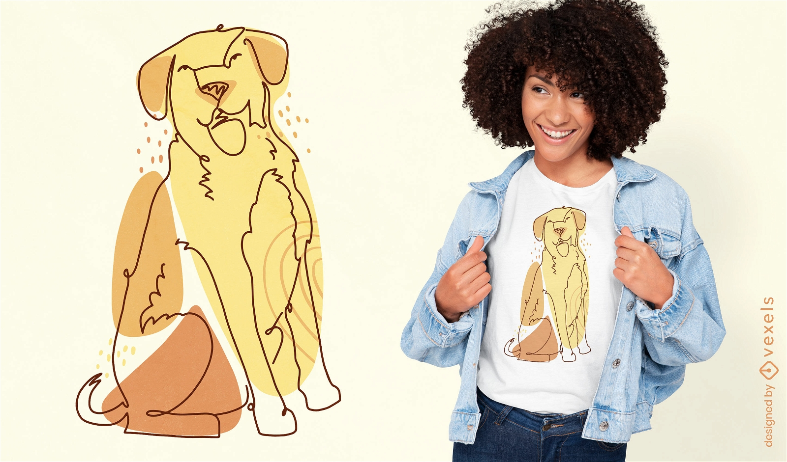 Continuous line labrador dog t-shirt design